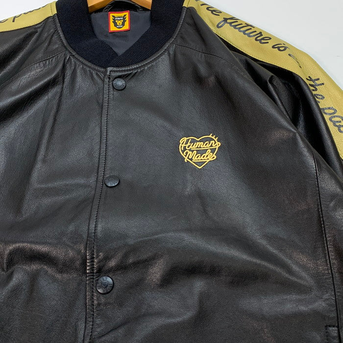 【中古品】【メンズ】 HUMAN MADE ヒューマンメード LEATHER TRACK JACKET レザートラックジャケット ブランド 古着 142-251206-gm-30-fuz サイズ：XL カラー：ブラック 万代Net店