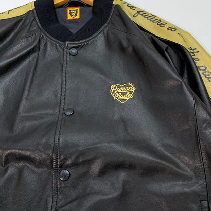 【中古品】【メンズ】 HUMAN MADE ヒューマンメード LEATHER TRACK JACKET レザートラックジャケット ブランド 古着 142-251206-gm-30-fuz サイズ：XL カラー：ブラック 万代Net店