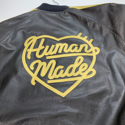 【中古品】【メンズ】 HUMAN MADE ヒューマンメード LEATHER TRACK JACKET レザートラックジャケット ブランド 古着 142-251206-gm-30-fuz サイズ：XL カラー：ブラック 万代Net店