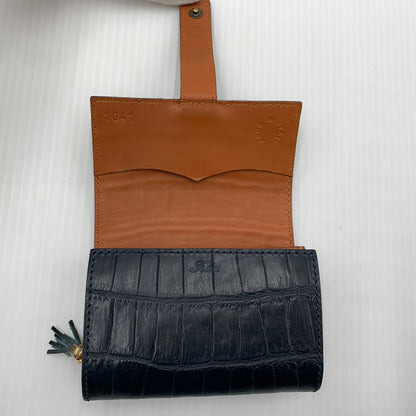 【中古品】【メンズ】 FELISI フェリージ COMPACT WALLET コンパクト クロコ ウォレット 財布 型押し エンボスレザー 200-260915-sa-22-teih カラー：ネイビー系 万代Net店