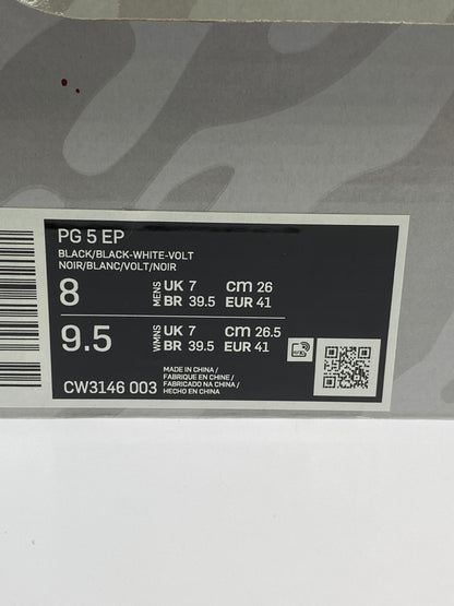 【中古美品】【メンズ】 NIKE ナイキ PG5 BLACK WHITE VOLT CW3146-003 スニーカー メンズ シューズ 靴 160-250829-em-17-min サイズ：26.0cm カラー：ブラック/ホワイト/ボルト 万代Net店