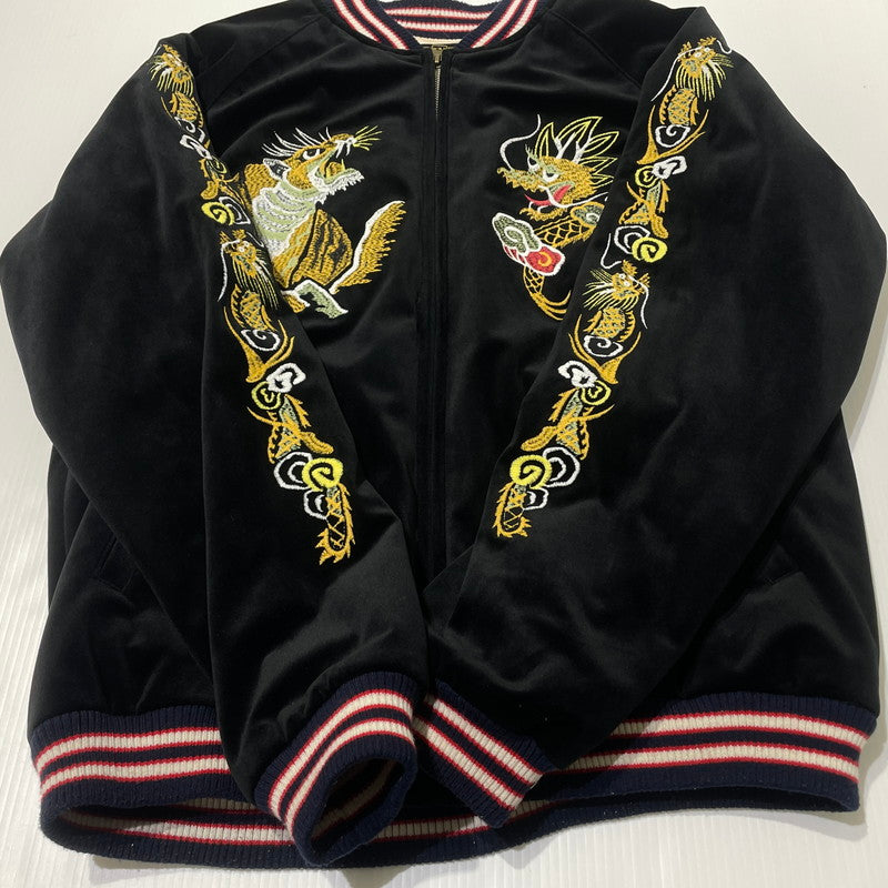 【中古品】【メンズ】 HOUSTON ヒューストン VELVETTEN SOUVENIR JACKET 51286 ベルベット スーベニア ジャケット アウター 145-260708-sa-04-tei サイズ：M カラー：ブラック 万代Net店