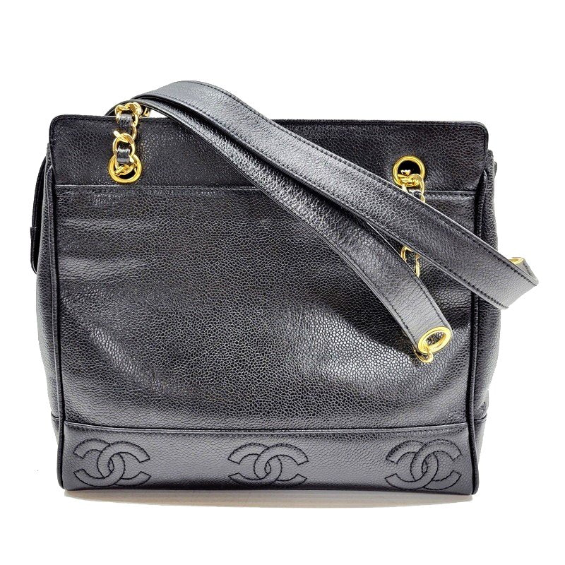 【中古品】【レディース】 CHANEL シャネル トリプルココマーク キャビアスキン チェーン トートバッグ ハンドバッグ ショルダーバッグ カバン 鞄 182-240718-as-03-izu カラー：ブラック 万代Net店