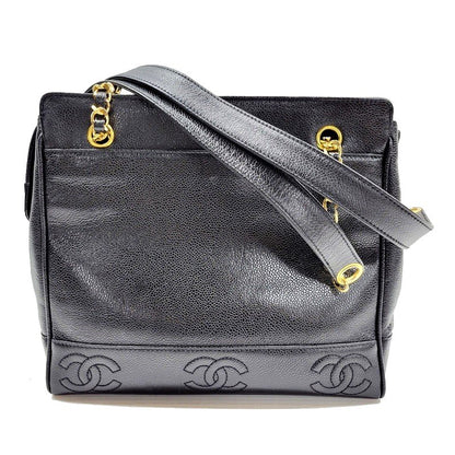 【中古品】【レディース】 CHANEL シャネル トリプルココマーク キャビアスキン チェーン トートバッグ ハンドバッグ ショルダーバッグ カバン 鞄 182-240718-as-03-izu カラー：ブラック 万代Net店