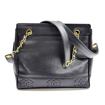 【中古品】【レディース】 CHANEL シャネル トリプルココマーク キャビアスキン チェーン トートバッグ ハンドバッグ ショルダーバッグ カバン 鞄 182-240718-as-03-izu カラー：ブラック 万代Net店
