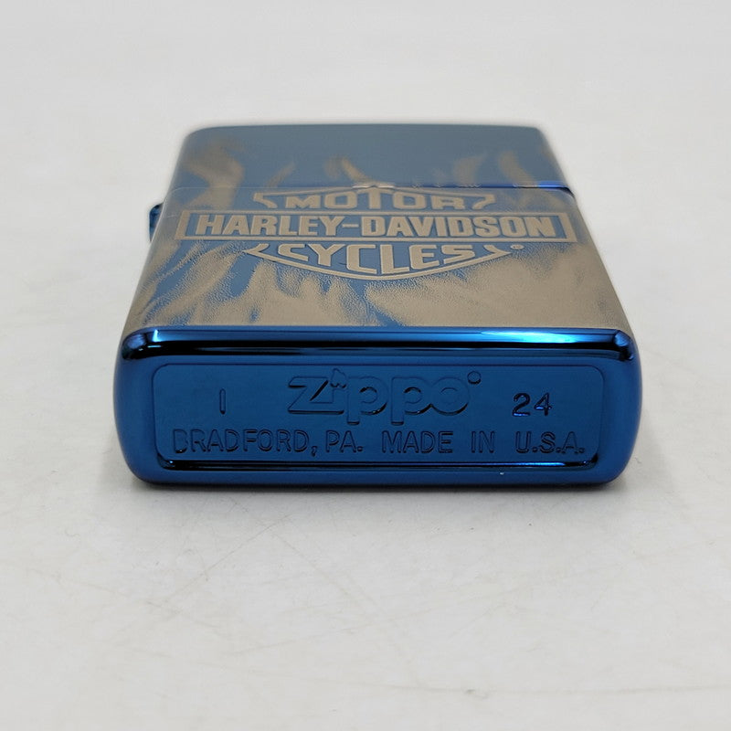 【中古品】【メンズ/レディース】 ZIPPO ジッポ × HARLEY-DAVIDSON ハーレーダビッドソン FLAMES SAPPHIRE OIL LIGHTER オイルライター 喫煙具 206-250921-as-06-izu カラー：ブルー系 万代Net店