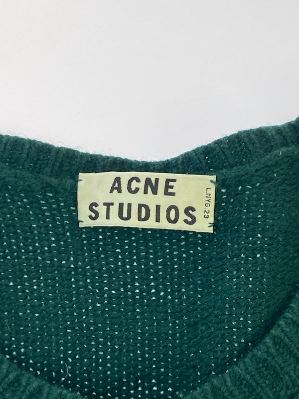 【中古品】【メンズ】 ACNE STUDIOS アクネストゥディオズ CHET AW13 WOOL SWEATER チェット エーダブリュー13 ウール セーター メンズ ニット トップス 141-261005-em-02-min サイズ：XS カラー：グリーン 万代Net店