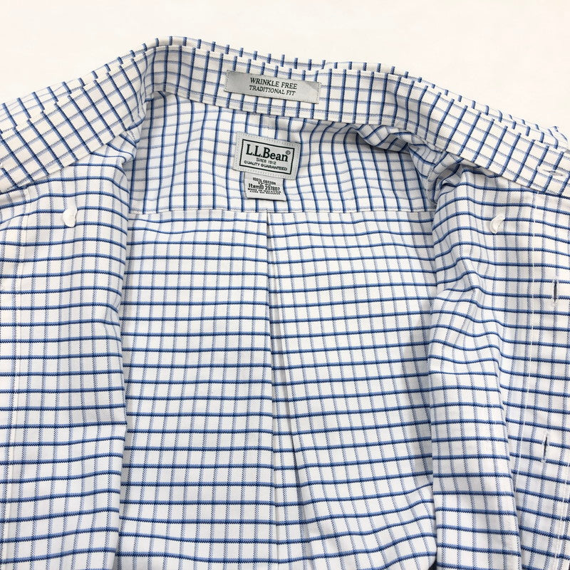 【中古品】【メンズ】 L.L.BEAN エルエルビーン L/S BD CHECK SHIRT ボタンダウン 長袖チェックシャツ カジュアルシャツ トップス 144-260503-hn-04-fur サイズ：15-33 カラー：ホワイト/ブルー系 万代Net店