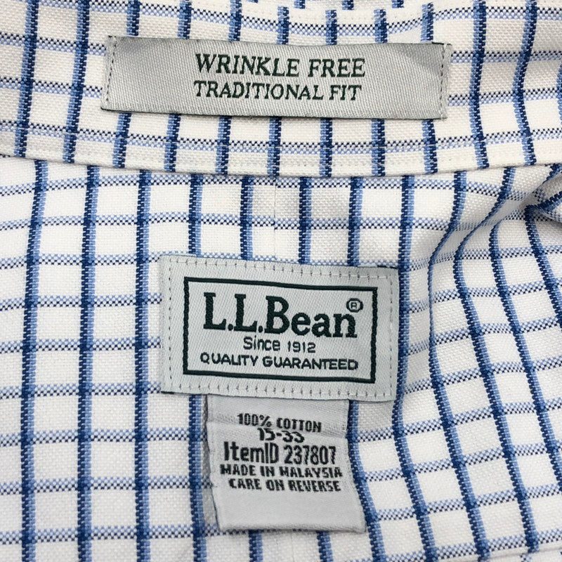 【中古品】【メンズ】 L.L.BEAN エルエルビーン L/S BD CHECK SHIRT ボタンダウン 長袖チェックシャツ カジュアルシャツ トップス 144-260503-hn-04-fur サイズ：15-33 カラー：ホワイト/ブルー系 万代Net店