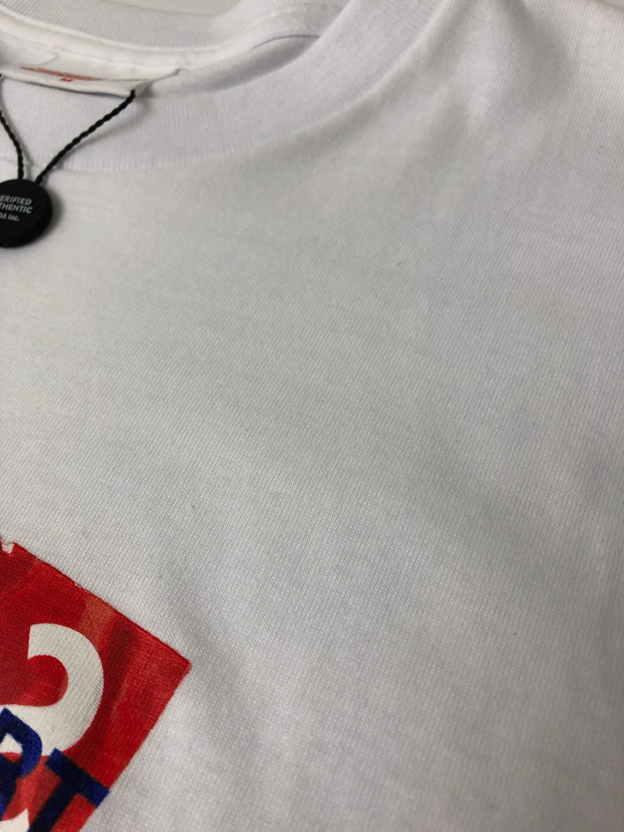 【中古品】【メンズ】 SUPREME シュプリーム × COMME des GARCONS SHIRT コムデギャルソンシャツ 別注 コラボ 17SS BOX LOGO TEE ボックスロゴ Tシャツ 半袖 トップス 149-260607-SH-01-hon サイズ：M カラー：ホワイト 万代Net店