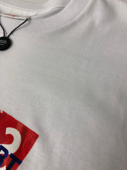 【中古品】【メンズ】 SUPREME シュプリーム × COMME des GARCONS SHIRT コムデギャルソンシャツ 別注 コラボ 17SS BOX LOGO TEE ボックスロゴ Tシャツ 半袖 トップス 149-260607-SH-01-hon サイズ：M カラー：ホワイト 万代Net店