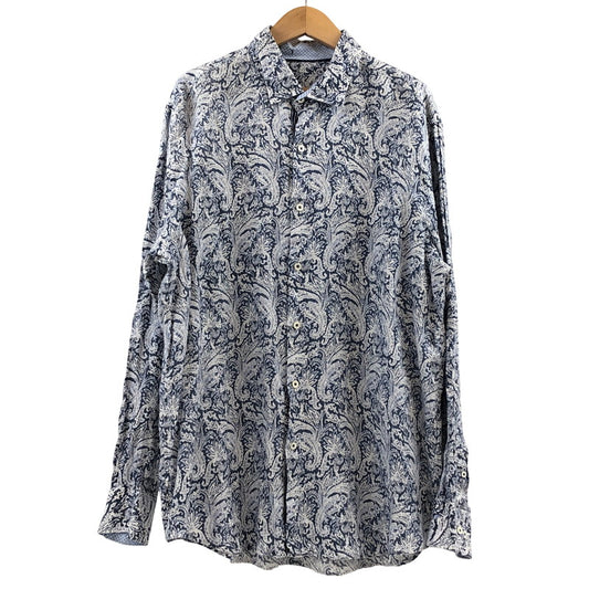 【中古品】【メンズ】 BUGATCHI ブガッチ LINEN L/S SHIRT 総柄 リネン 長袖シャツ カジュアルシャツ トップス 146-260504-hn-01-fur サイズ：不明 カラー：ネイビー/ホワイト 万代Net店