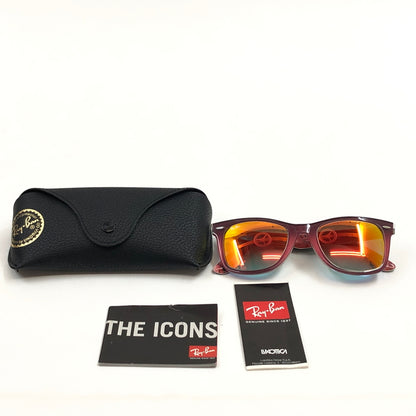 【中古品】【メンズ/レディース】 RAY-BAN レイバン ORIGINAL WAYFARER CLASSIC SUNGLASSES RB2140-F 1200 オリジナル ウェイファーラー クラシック サングラス アイウェア 203-260722-hn-04-fur サイズ：52ロ22 150 カラー：バーガンディ / ピンク 万代Net店