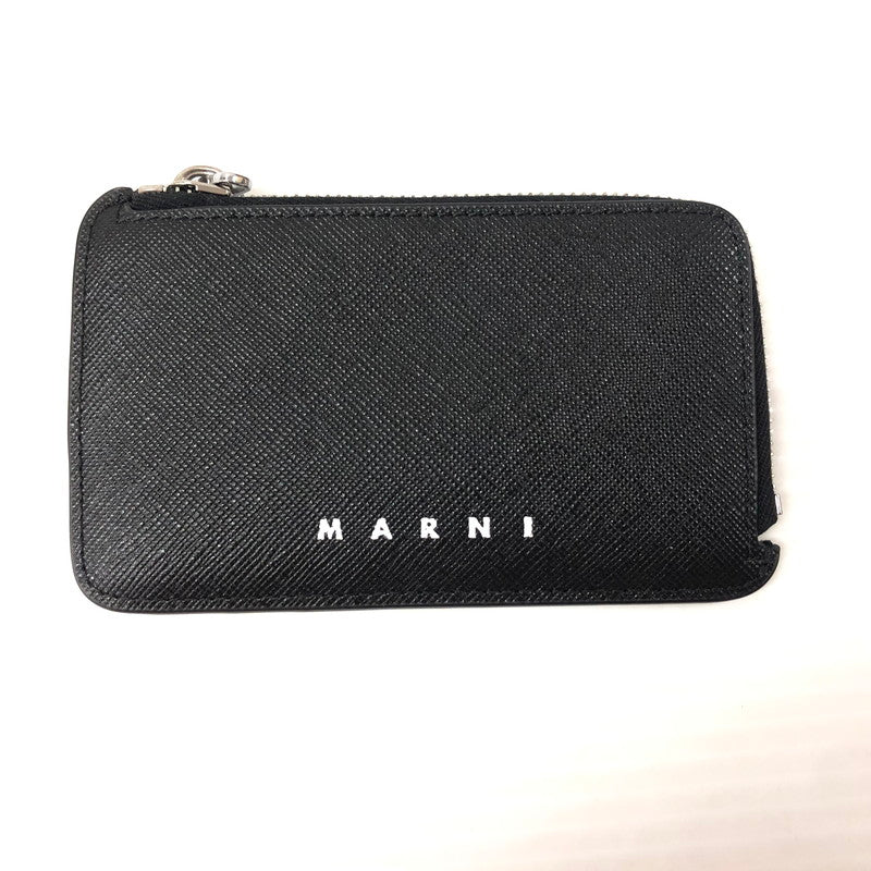 【中古美品】【メンズ】 MARNI マルニ 小銭入れ コイン カード ホルダー 1ファスナー コンパートメント ケース  ロゴ PFMI0036L0LV520 COIN CARD HOLDER 200-231227-tk-2-tei カラー：ブラック 万代Net店