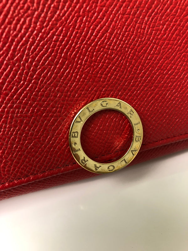 【中古品】【レディース】 BVLGARI ブルガリ CONTINENTAL WALLET 288176 コンチネンタルウォレット ロゴクリップ 二つ折り長財布 ブルガリ・ブルガリ 181-260607-SH-18-hon カラー：コーラルレッド 万代Net店
