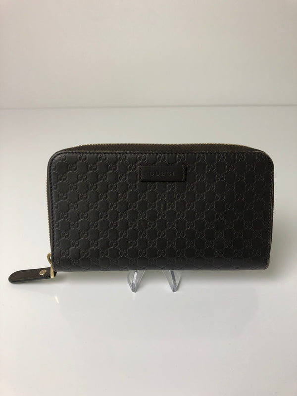 【中古品】【メンズ/レディース】 GUCCI グッチ マイクログッチシマ ラウンドファスナー ロングウォレット 449391 長財布 181-260607-SH-16-hon カラー：ブラウン 万代Net店