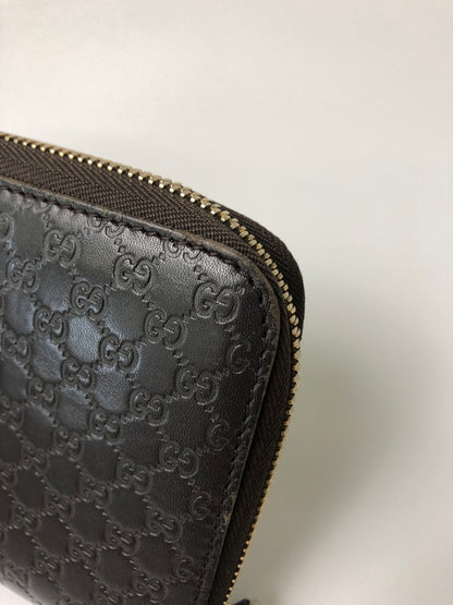 【中古品】【メンズ/レディース】 GUCCI グッチ マイクログッチシマ ラウンドファスナー ロングウォレット 449391 長財布 181-260607-SH-16-hon カラー：ブラウン 万代Net店