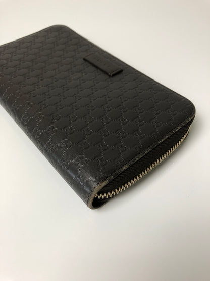 【中古品】【メンズ/レディース】 GUCCI グッチ マイクログッチシマ ラウンドファスナー ロングウォレット 449391 長財布 181-260607-SH-16-hon カラー：ブラウン 万代Net店