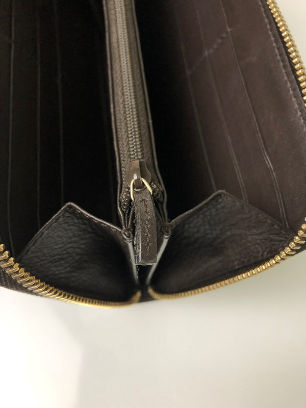 【中古品】【メンズ/レディース】 GUCCI グッチ マイクログッチシマ ラウンドファスナー ロングウォレット 449391 長財布 181-260607-SH-16-hon カラー：ブラウン 万代Net店