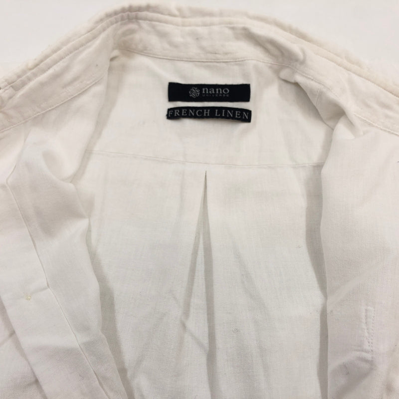 【中古品】【メンズ】 NANO UNIVERSE ナノユニバース FRENCH LINEN L/S SHIRT フレンチリネン 長袖シャツ カジュアルシャツ トップス 147-260722-hn-10-fur サイズ：S カラー：ホワイト 万代Net店
