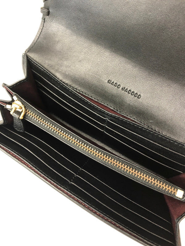 【中古品】【レディース】 MARC JACOBS マークジェイコブス DOUBLE J ダブルJ レザーロングウォレット 長財布 200-260607-SH-19-hon カラー：ブラック 万代Net店