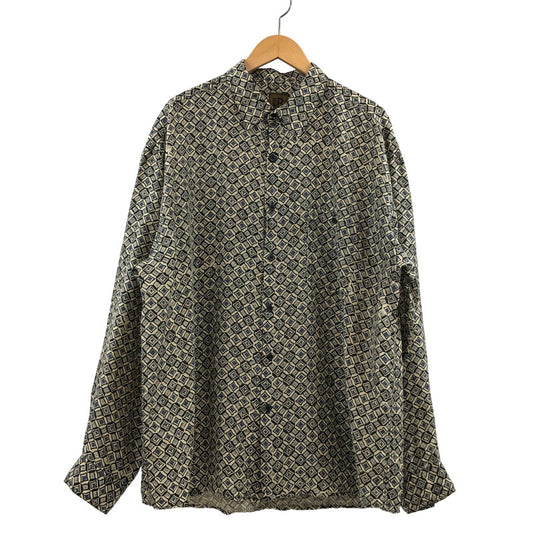 【中古品】【メンズ】 BRUNO ブルーノ 総柄 シルク 長袖シャツ カジュアルシャツ トップス 146-260504-hn-10-fur サイズ：XL カラー：ベージュ/ネイビー系 万代Net店
