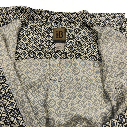 【中古品】【メンズ】 BRUNO ブルーノ 総柄 シルク 長袖シャツ カジュアルシャツ トップス 146-260504-hn-10-fur サイズ：XL カラー：ベージュ/ネイビー系 万代Net店
