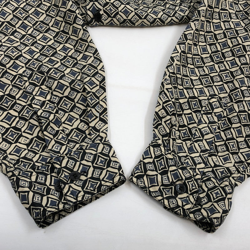 【中古品】【メンズ】 BRUNO ブルーノ 総柄 シルク 長袖シャツ カジュアルシャツ トップス 146-260504-hn-10-fur サイズ：XL カラー：ベージュ/ネイビー系 万代Net店