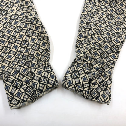 【中古品】【メンズ】 BRUNO ブルーノ 総柄 シルク 長袖シャツ カジュアルシャツ トップス 146-260504-hn-10-fur サイズ：XL カラー：ベージュ/ネイビー系 万代Net店