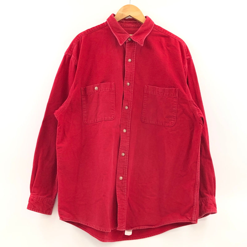 【現状渡し品】【メンズ】 EDDIE BAUER エディー・バウアー LS CHAMOIS CLOTH SHIRT 長袖 シャモアクロスシャツ カジュアルシャツ トップス 146-261015-hn-11-fur サイズ：L カラー：レッド 万代Net店