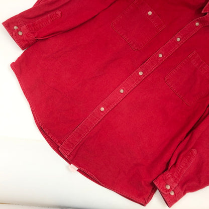 【現状渡し品】【メンズ】 EDDIE BAUER エディー・バウアー LS CHAMOIS CLOTH SHIRT 長袖 シャモアクロスシャツ カジュアルシャツ トップス 146-261015-hn-11-fur サイズ：L カラー：レッド 万代Net店