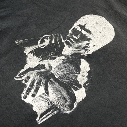 【ジャンク品】【メンズ】 UNITED SPORTS ユナイテッドスポーツ 90S "BRUCE LEE" PRINT S/S TEE 両シングル USA製 ブルース・リー プリント 半袖Tシャツ トップス 146-260723-hn-03-fur サイズ：L カラー：チャコール系 万代Net店
