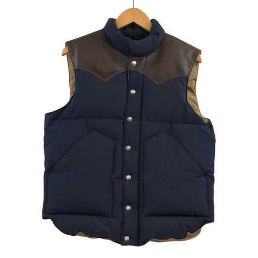 【現状渡し品】【メンズ】 SUGAR CANE シュガーケーン COTTON×NYLON LEATHER YORK DOWN VEST SC12340 コットン×ナイロン レザーヨークダウンベスト アウター 145-260208-hn-06-fur サイズ：M カラー：ネイビー/ブラウン 万代Net店