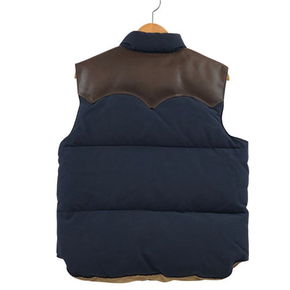 【現状渡し品】【メンズ】 SUGAR CANE シュガーケーン COTTON×NYLON LEATHER YORK DOWN VEST SC12340 コットン×ナイロン レザーヨークダウンベスト アウター 145-260208-hn-06-fur サイズ：M カラー：ネイビー/ブラウン 万代Net店
