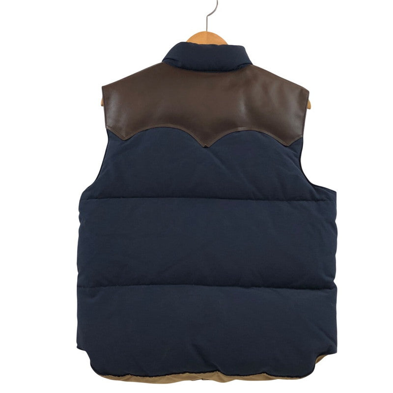 【現状渡し品】【メンズ】 SUGAR CANE シュガーケーン COTTON×NYLON LEATHER YORK DOWN VEST SC12340 コットン×ナイロン レザーヨークダウンベスト アウター 145-260208-hn-06-fur サイズ：M カラー：ネイビー/ブラウン 万代Net店