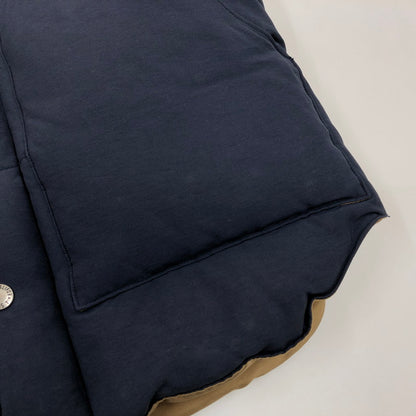 【現状渡し品】【メンズ】 SUGAR CANE シュガーケーン COTTON×NYLON LEATHER YORK DOWN VEST SC12340 コットン×ナイロン レザーヨークダウンベスト アウター 145-260208-hn-06-fur サイズ：M カラー：ネイビー/ブラウン 万代Net店