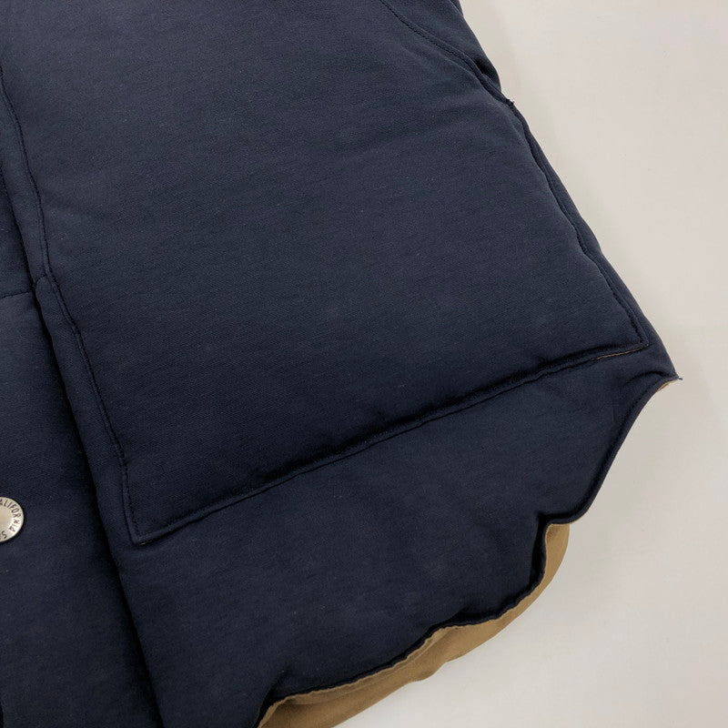 【現状渡し品】【メンズ】 SUGAR CANE シュガーケーン COTTON×NYLON LEATHER YORK DOWN VEST SC12340 コットン×ナイロン レザーヨークダウンベスト アウター 145-260208-hn-06-fur サイズ：M カラー：ネイビー/ブラウン 万代Net店