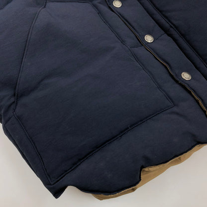 【現状渡し品】【メンズ】 SUGAR CANE シュガーケーン COTTON×NYLON LEATHER YORK DOWN VEST SC12340 コットン×ナイロン レザーヨークダウンベスト アウター 145-260208-hn-06-fur サイズ：M カラー：ネイビー/ブラウン 万代Net店