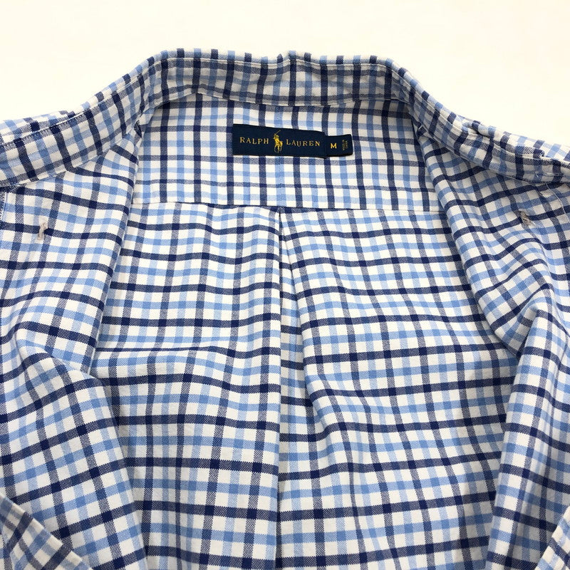 【中古品】【メンズ】 RALPH LAUREN ラルフローレン PONY EMBROIDERY LS BD CHECK SHIRT ポニー エンブロイダリー ボタンダウン 長袖チェックシャツ カジュアルシャツ トップス 147-260506-hn-07-fur サイズ：M カラー：ホワイト/ブルー系 万代Net店