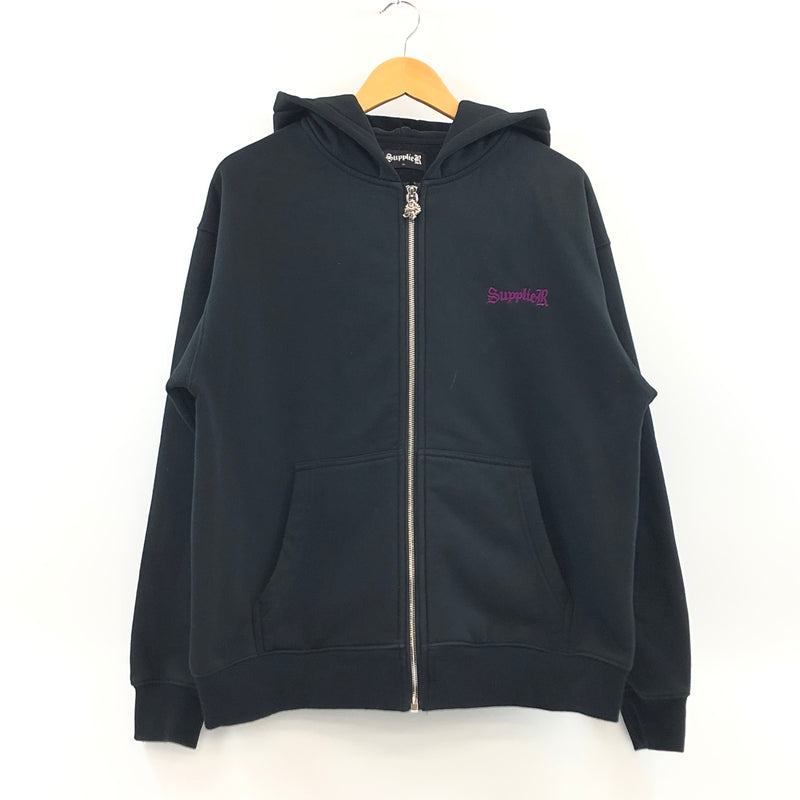 【現状渡し品】【メンズ】 SUPPLIER サプライヤー BACK LOGO FULL ZIP HOODIE バックロゴ フルジップフーディー パーカー スウェット トップス 142-261017-hn-02-fur サイズ：M カラー：ブラック 万代Net店