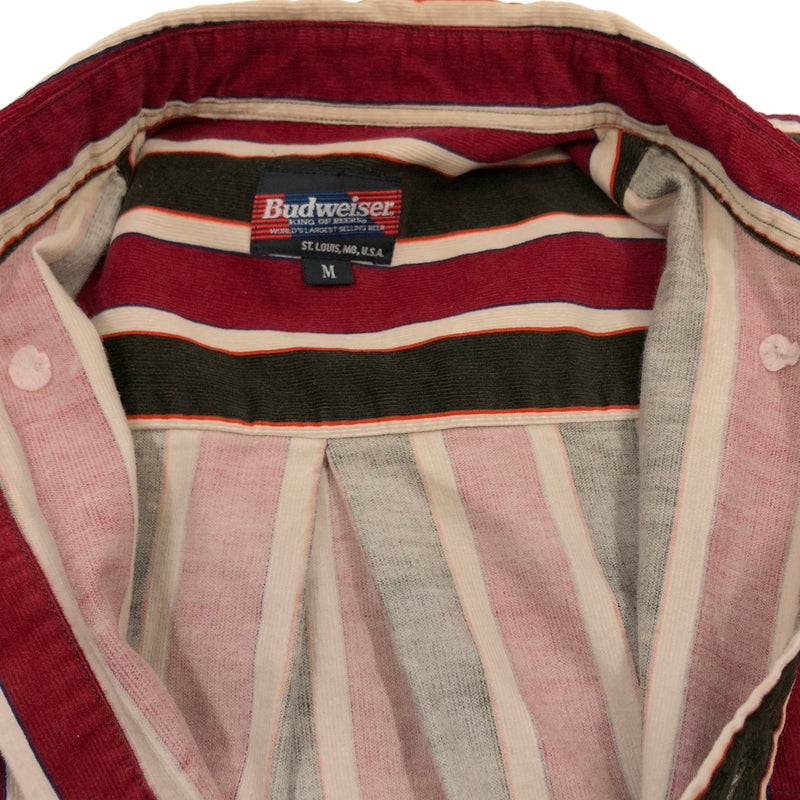 【中古品】【メンズ】 BUDWEISER バドワイザー STRIPE L/S BD SHIRT ストライプ ボタンダウン 長袖シャツ カジュアルシャツ トップス 146-260725-hn-10-fur サイズ：M カラー：レッド/ブラック/ベージュ 万代Net店