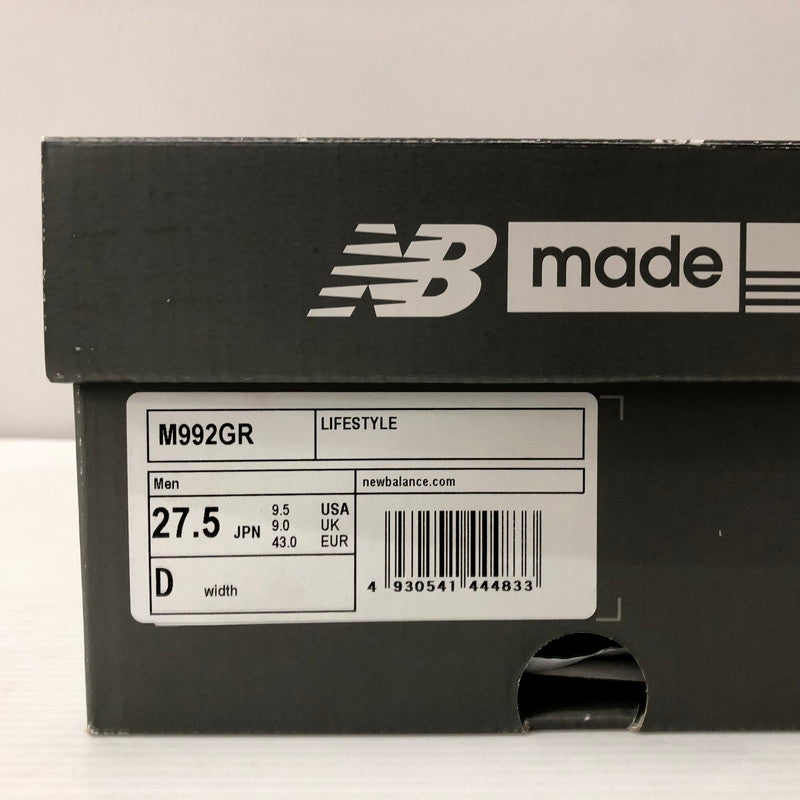 【中古品】【メンズ】 NEW BALANCE ニューバランス M992GR スニーカー シューズ 靴 162-240319-yo-7-tei サイズ：27.5cm カラー：グレー 万代Net店