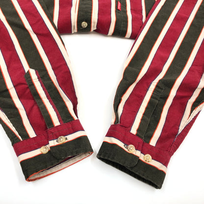【中古品】【メンズ】 BUDWEISER バドワイザー STRIPE L/S BD SHIRT ストライプ ボタンダウン 長袖シャツ カジュアルシャツ トップス 146-260725-hn-10-fur サイズ：M カラー：レッド/ブラック/ベージュ 万代Net店