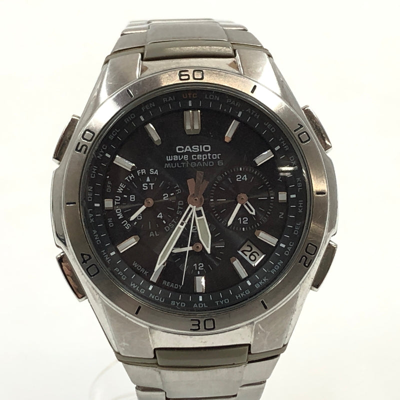【現状渡し品】【メンズ】 CASIO カシオ WAVE CEPTOR SOLAR WATCH WVQ-M410DE-1A2JF ウェーブセプター ソーラー クロノグラフ アナログ 腕時計 197-260726-hn-02-fur カラー：シルバー/ブラック 万代Net店
