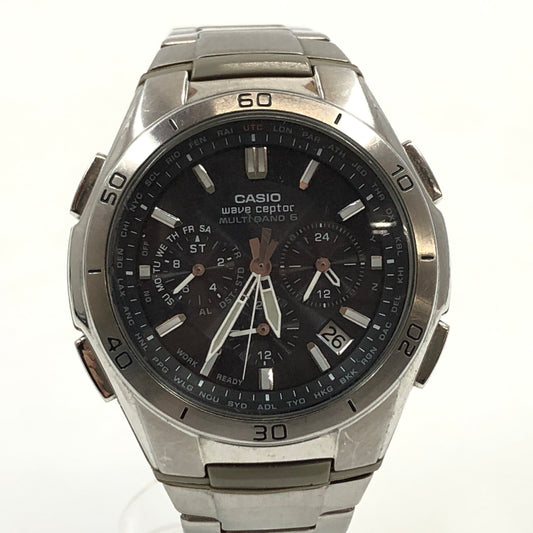 【現状渡し品】【メンズ】 CASIO カシオ WAVE CEPTOR SOLAR WATCH WVQ-M410DE-1A2JF ウェーブセプター ソーラー クロノグラフ アナログ 腕時計 197-260726-hn-02-fur カラー：シルバー/ブラック 万代Net店
