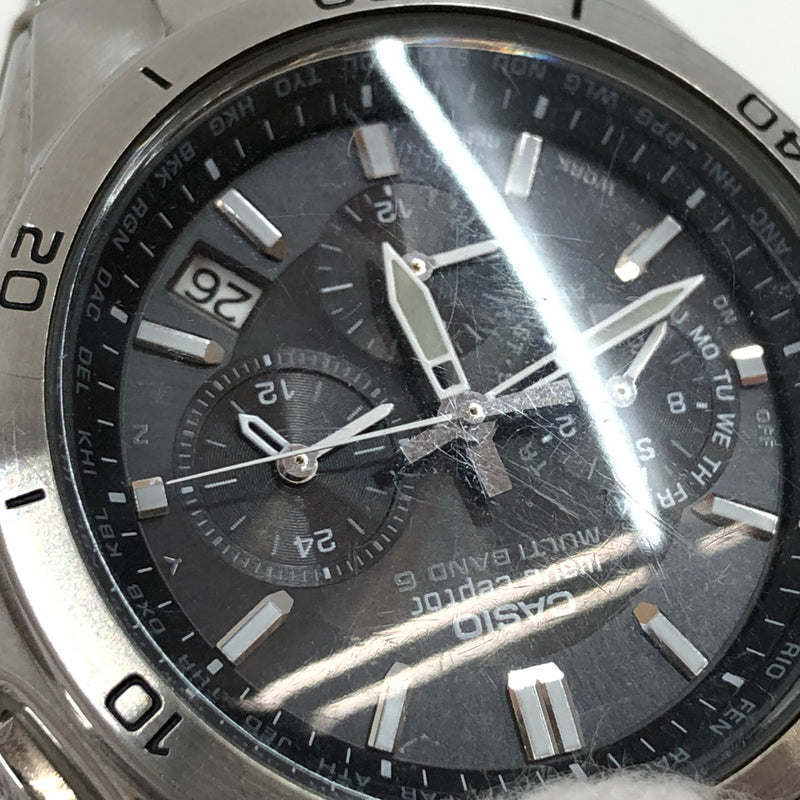 【現状渡し品】【メンズ】 CASIO カシオ WAVE CEPTOR SOLAR WATCH WVQ-M410DE-1A2JF ウェーブセプター ソーラー クロノグラフ アナログ 腕時計 197-260726-hn-02-fur カラー：シルバー/ブラック 万代Net店