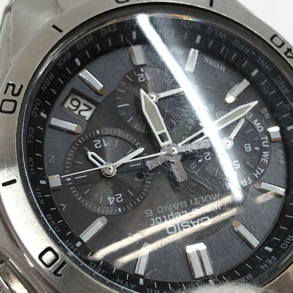 【現状渡し品】【メンズ】 CASIO カシオ WAVE CEPTOR SOLAR WATCH WVQ-M410DE-1A2JF ウェーブセプター ソーラー クロノグラフ アナログ 腕時計 197-260726-hn-02-fur カラー：シルバー/ブラック 万代Net店
