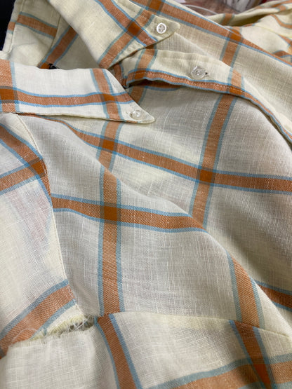 【現状渡し品】【メンズ】  TOWN CRAFT 60's L/S CHECK B.D SHIRT タウンクラフト ロングスリーブ チェック ボタンダウンシャツ 長袖シャツ トップス 146-240831-yn-05-min サイズ：M カラー：イエロー 万代Net店