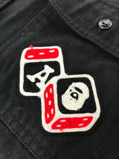 【中古品】【メンズ】 A BATHING APE アベイシングエイプ EARLY EMBROIDERED WORK SHIRTS ワークシャツ 長袖シャツ 初期 刺繍 142-260131-rt-06-tag サイズ：XL カラー：ブラック 万代Net店