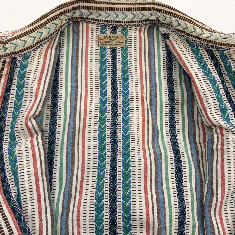 【中古品】【メンズ】 INDIAN MOTORCYCLE インディアンモーターサイクル MULTI STRIPE WESTERN LS SHIRT マルチストライプ ウエスタン 長袖シャツ カジュアルシャツ トップス 145-260507-hn-11-fur サイズ：M カラー：マルチカラー 万代Net店